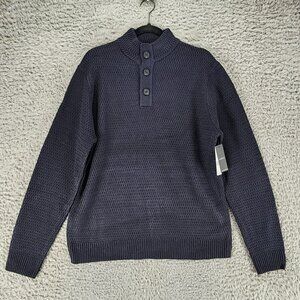 Liverpool Sweater Mens Medium Blue Long Sleeve 1/4 Button *NWT*